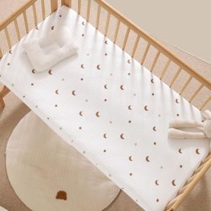 Ensemble Drap Housse Pour Un Lit Bébé Coton Literie Bébé Matelas Drap-Housse Pour Bébé Fleur Lapin Lion Ours Etoile Lune Literie Pour Enfants Sûr Et Confortable Cadeaux Fins (Étoiles Lune,56x100 cm) (Sticker Superb, neuf)