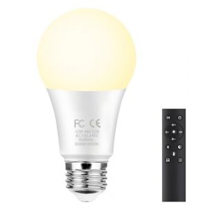 GRV 12W A60 ampoule intelligente avec une télécommande 2.4GHz,changement de couleur ampoule led, dimmable 3000-6500K,1000LM,base E27, Home Decor,1 télécommande et 1 ampoule (FRGRV, neuf)