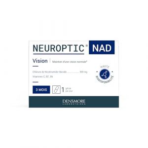 NEUROPTIC NAD - 300 mg Nicotinamide riboside - R&eacute;tablit le taux de NAD+ - Sant&eacute; visuelle - Vitamines C, B2 et B6 - Compl&eacute;ment alimentaire - 90 g&eacute;lules - 3 mois (EasyPara, neuf)