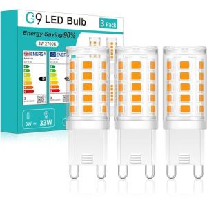 G9 LED Ampoule, LED G9 3W Équivalent 30W-40W Lampe Halogène, Blanc Froid 2700K 360LM Protection des Yeux Lumineux, non Dimmable,Convient pour la Décoration d'Éclairage (3pcs 360LM 2700k Blanc Chaud) (AMMTOO, neuf)