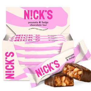 NICKS Barre Keto Peanuts n Fudge, Chocolat Caramel Cacahuètes Sans Sucre Ajouté, Sans Gluten, Sans Huile de Palme | 175 Calories, 4,1g Glucides nets, 5g Proteine, Lowcarb (15 Barres x 40g) (N!CK'S, neuf)