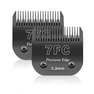 Lame de rechange pour toilettage de chiens,Compatible avec Les séries Heiniger/MOSER Max45 /Andis/Oster A5/Wahl 10KM Series Tondeuse pour Chien,Taille 7F 1/8" (3,2mm) Longueur de Coupe,2 unité Noir (sodaer555, neuf)