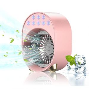 Mini Climatiseur Portable, Climatiseur Mobile Sans Évacuation, Ventilateur Silencieux Chambre, Clim Rechargeable USB Petit Humidificateur Air 3600mAh 4 en 1 (hongenerlu, neuf)