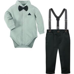 mintgreen Costume B&eacute;b&eacute; Garcon,Tenue Bapteme Gentleman Ensemble V&ecirc;tement Mariage, Vert, 3-6 Mois, 60 (A&J DESIGN, neuf)