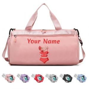 Sac de Sport Personnalis&eacute; avec Nom, Sac Polochon Personnalis&eacute; pour Hommes et Femmes, Cadeau pour Les Amateurs de Fitness/Voyage - avec Poche S&egrave;che et Humide et Compartiment &agrave; Chaussures - Rose (DUOYUN Store, neuf)