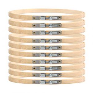 Cerceau de Broderie de 15 cm/6 Pouces,10 Pi&egrave;ces Anneau de Cercle de Point de Croix,Cerceaux R&eacute;glable en Bambou,Cerceau de Broderie en Bois,Cercle Rond en Bambou, pour Artisanat,Crochet, Couture (Webster.WOW, neuf)