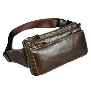 Sac Banane Vintage en Cuir pour Homme et Femme - pour l'extérieur Les Voyages la Chasse la randonnée Le Camping Les Hanches Le téléphone Portable Le Portefeuille Le Sac à Main (XieBen, neuf)