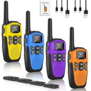 NXGKET Talkie-walkie 4 Pi&egrave;ces Longue Port&eacute;e,PMR446 sans Licence Talkie Walkie Professionnel,Rechargeable avec Batterie Int&eacute;gr&eacute;es 16 Canaux pour Camping, Randonne&eacute;, V&eacute;lo, Cadeau pour Enfants Adultes (HOUSMI-FR, neuf)