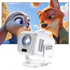 Salange Vidéoprojecteur Portable 4K FHD 1080P, WiFi Bluetooth Pico Retroprojecteur,Autofocus Automatique, Mini Projecteur Video avec Android 11.0 Home Cinéma, réglable à 180°, Blanc (Salange-FR, neuf)