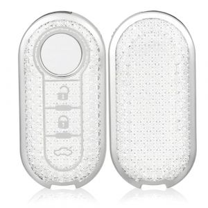 OFF WE GO Etui Cles Coque Cl&eacute; pour Fiat 500 Lancia Ypslon Brava Bravo Cabrio Nuova Doblo Ducato Grande Punto Panda Qubo Ulysse Boitier Cl&eacute; de Voiture &Eacute;tui Cl&eacute;s Voiture Cl&eacute; &agrave; T&eacute;l&eacute;commande, Blanc (OFF WE GO, neuf)