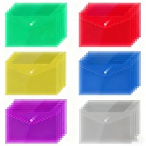 36 Pi&egrave;ces Pochette PlastiqueDocument A4, Porte Document en Plastique Color&eacute;, Porte Documentavec bouton, pour l'organisation de Bureau de Travail &agrave; Domicile &agrave; l'&eacute;cole (A4) (MUTUGUO, neuf)