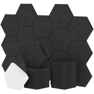 TONOR Lot de 48 Panneau Acoustique Mural Autocollante, 30 x 26 x 1cm Panneau Acoustique &agrave; Haute Densit&eacute;, Mousse Acoustique Hexagonal Isolant Phonique pour Studio, Bureau, Chambre, Salon, Noir (TonorDirect FR, neuf)