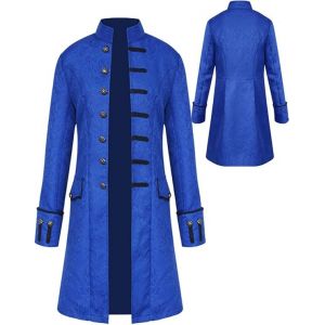 V&ecirc;tements m&eacute;di&eacute;vaux pour homme, manteau steampunk, costume d'homme pour Halloween, cosplay, redingote steampunk, gothique, uniforme m&eacute;di&eacute;val, bleu, XL (JIACUI-EU, neuf)