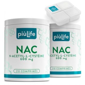 NAC n-acetyl-cysteine 600 mg 420 Comprimés PiùLife, 1 par Jour, Complément Antioxydant Puissant, Dérivé Stable de la L cysteine, Synthèse du Glutathion, Soutien du Système Immunitaire (Vitaminstore, neuf)