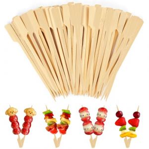 300 Pièces Pique Brochette Bois, 12CM Brochettes en Bambou pour Barbecue, Pic Brochette Bois pour Cocktails, Burger, Fruits, Pique Aperitif, Grillades, Sandwichs (Xjngyun, neuf)