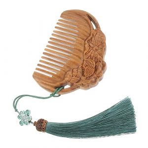 VICASKY Peigne En Bois De Santal Vert Buis Style Sculpté Peigne à Cheveux Sandale Peigne à Cheveux En Bois De Santal Doux Peigne De Massage En Bois De Santal Brosse à Cheveux Pour Femme (Micanties, neuf)