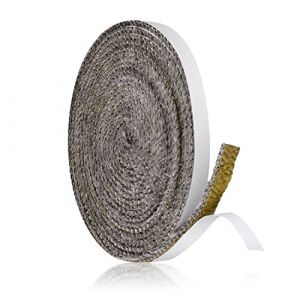 Savita Joint d'Étanchéité en Fibre de Verre, 4m de Long 10x3mm Autocollant Ruban d'Étanchéité pour Cheminée Joint Tressé pour Insert et Poêle pour Cheminées Porte de Poêle à Bois (Gris) (ChuangYing, neuf)
