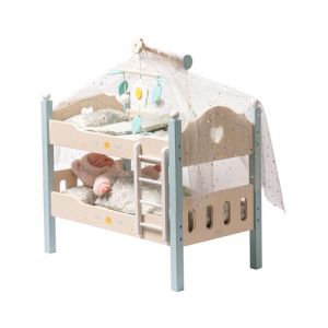 ROBUD Lit superposé en bois 2 en 1 pour poupées de 43 cm, lit superposé avec literie de poupée, jouet pour bébé, lit de poupée pour jeux de rôle, accessoires de poupée, jouet pour enfants (bleu) (Child's Growth Companion, neuf)