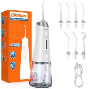 Jet Dentaire Hydropulseur et Irrigateurs Oral - 320ML R&eacute;servoir Grande Capacit&eacute;, 4 Modes de Nettoyage, 8 Buses Interchangeables, IPX7 &Eacute;tanche, Portable pour Maison & Voyage, Blanc Nacr&eacute; (karoloss, neuf)
