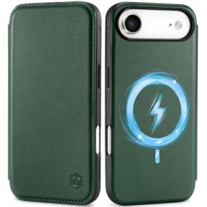 Shieldon Etui Mince Cuir V&eacute;ritable pour iPhone Air 6,5 Pouces 5G 2025, Housse Cuir Coque Portefeuille [Rangements Cartes][RFID Blocage][Recharge sans Fil] Wallet Slim - Ch&ecirc;ne Vert (TG-Global FR, neuf)