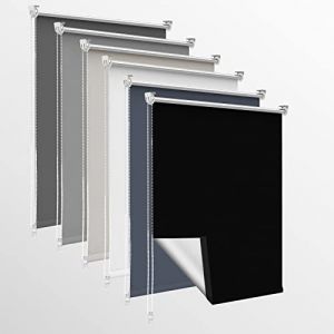 Homland Store Occultant sans Perçage, 40l x 140L cm (Largeur du Tissu 35cm) Rideaux Occultant avec Revêtement d'argent, Isolation Thermique, Installation Simple, pour Chambre, Salon, Noir (TimeLessA, neuf)