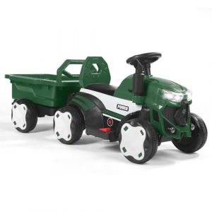 CUPCHID Tracteur électrique pour enfants avec remorque, tracteur de voyage avec lumières LED, musique, fonctions USB, charge de 50 kg, pour enfants de 1 à 4 ans (vert tracteur) (WARM HEART LIMITED, neuf)