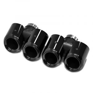 ZSKSJHSJ Embout D'échappement Mise À Niveau Quad Embouts Silencieux Système D'échappement pour Land pour Rover pour Defender 90 110 2020-2024 Tuyau D'échappement De Voiture(Black 3.0T) (Einsame Nacht, neuf)