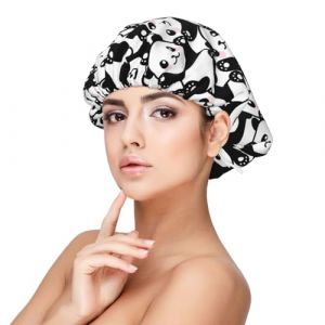 Joli bonnet en soie Panda-E pour femmes et hommes &ndash; Bonnet en satin r&eacute;glable pour dormir, bonnet doux et confortable pour dormir (BinTu-EU, neuf)