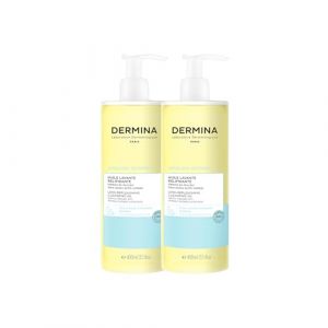 DERMINA Huile Lavante Relipidante - Nettoie en Douceur et Relipide, Nourrit, Prot&egrave;ge - Gel Douche Visage et Corps pour Peaux Sensibles, S&egrave;ches Soulagement anti-d&eacute;mangeaisons 24H 800 ml (2*400ml) 2 PCS (LABORATOIRE SAEVE, neuf)