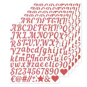 Auroriel 6 Feuilles Rose &Eacute;clatantes Auto-adhesives Lettres Autocollantes Vinyl Stickers Alphabet Chiffres Symboles DIY Lettres Autocollantes pour Mariage Anniversaire Por (kuiye store, neuf)