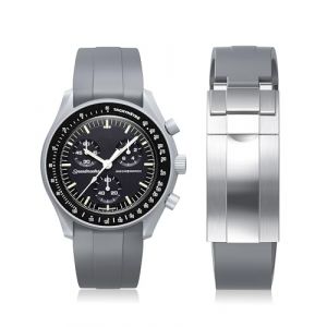 Bracelet pour montre Moonswatch, Bracelet en silicone coup&eacute; sur mesure sans espace pour Omega X Swatch Speedmaster Moonswatch 20 mm, Bracelet de rechange courb&eacute; souple pour montre Swatch Omega pour (SANBUTC, neuf)