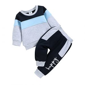 Dazzerake Ensemble B&eacute;b&eacute; Gar&ccedil;on Fille Tenue Gar&ccedil;on Fille Manches Longues Tenue de Sport V&ecirc;tement B&eacute;b&eacute; 3-24 Mois Sweat + Pantalon (3-6 mois, Gris) (gaokana, neuf)
