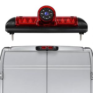 CAMECHO Cam&eacute;ra de Recul Feu Stop avec &Eacute;clairage | AHD 1280x720 & CVBS 640x480, IP67, 140&deg; | Compatible Fiat Ducato Late 3 gen 2006-2017/Peugeot Boxer 2006-2017/Citroen Jumper 2006-2017 (Icamecho, neuf)