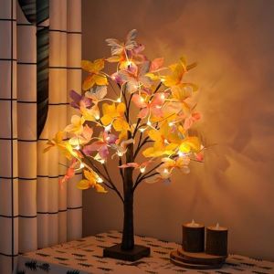 Arbre Lumineux LED,LED Lumi&egrave;re d'ambiance int&eacute;rieur,24ft Lumi&egrave;res de Bouleau avec 24 LED Blanc Chaud,USB/Batterie Arbre Lumineux en Bouleau Blanc Chau,Branches R&eacute;glables Lampe pour F&ecirc;te P&acirc;ques (01) (HZQBEU, neuf)