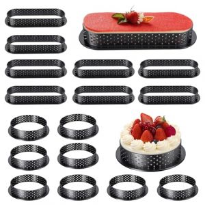 16 Pi&egrave;Ces Perfor&eacute;es Moule Tartelette, Moules &agrave; Tartelette en Mousse, Cercle(&Oslash;8cm) Ovale(&Oslash;14.4cm) a Tarte Perfor&eacute;, Cercle a Patisserie pour la D&eacute;coration de Mousse Desserts G&acirc;teaux DIY (yuananhaoyuwanmeng99-1, neuf)