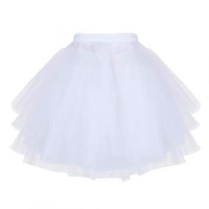 Jupon de Robe pour Enfants,Filles 3 Cerceau Jupon Slip Demi Elastique Petticoat Filles Crinoline Jupons avec Cordon pour Robe de Bal Mariage Blanc Poloster 35CM (Xing E-commerce, neuf)