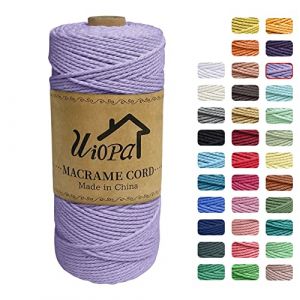 Uiopa Corde Macram&eacute; 2mm x 200m, Ficelle Macram&eacute; 3-Ply Corde Coton, Fil Macram&eacute; de Tress&eacute;e DIY pour Cintres de Plantes Tentures Murales Jardinage D&eacute;coration Boh&egrave;me (Violet Clair) (XEYUAN, neuf)