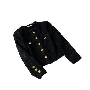 veste blanche pour femme en tweed bleu printemps veste noir manteau court m&eacute;tal simple boutonnage court top, Noir, L (蔚来智选（邮件联系下架和气生财), neuf)