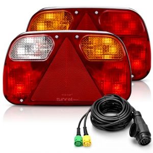 2PCS Feu de Remorque Feux Arrière,12V Feu Remorque arriere Kit,Feu Arrière de Remorque avec 6 Fonctions,5,5m De Long 13 Broches Câbles,Homologué E11,pour Camion Remorque Caravane Tracteur (SIA APM-R, neuf)