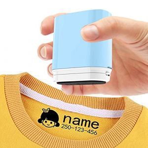 Tampon avec nom pour enfant, tampon auto-encreur pour vêtements, tampon pour nom de bébé, garderie, vêtements pour enfants imperméable (BY005-bleu) (XIAOPAIKUJI, neuf)
