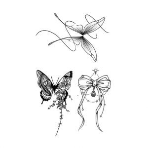 ARYU 4 Feuilles Herbal Papillon Tatouage Mat Beau Et Femme Herbal Semi-Permanent AdhéSif Bras Simulation Non RéFléChissant (XCTT, neuf)