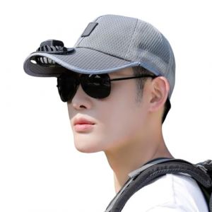 Casquette de baseball avec ventilateur intégré protection UV et ventilateur de charge USB chapeau soleil d'été en maille respirante casquette plage grise (Buxianggongzuodeyitian, neuf)