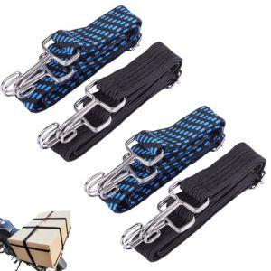 4 Pi&egrave;ces Tendeurs &Eacute;lastiques Plat avec Crochets, Cordes R&eacute;glables Universelles en Caoutchouc de 1M, Tendeur Elastique, Sangles &Eacute;lastiques R&eacute;sistantes pour Meubles, V&eacute;hicules, Moto et Transport (HuiXingMing, neuf)