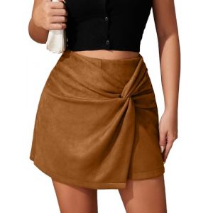 AIEOE 2026 Jupes pour Femmes Taille Haute Jupe Courte de Cocktail Mini Jupe Sexy Hiver &Eacute;l&eacute;gante Crayon Taille L Marron (HIGENL, neuf)