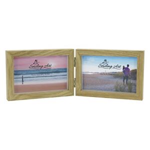 Smiling Art Cadre photo en bois pour 2 photos, cadre photo pliable, cadre double (beige, format paysage, 2 x 10 x 15 cm) (Smiling Art, neuf)