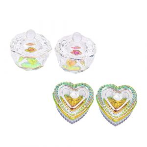 Ipetboom 4pièces Godet Verre Pour Nail Art Contenant Liquide Et Poudre Récipient Avec Couvercle Pour Ongles Acryliques Pour Manucure (KinRoZ, neuf)