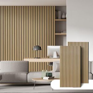 Jaxguom Lot de 3 panneaux acoustiques en bois - 120 x 60 cm - Pour améliorer l'acoustique de la pièce - Panneaux muraux 3D pour l'intérieur - Revêtement mural en bois avec placage de bois et feutre (WATCHINGDAY, neuf)