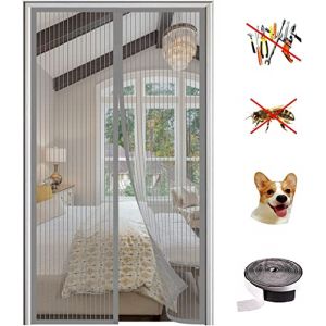 KZhanmy Moustiquaire Magnétique Porte,Fermeture Automatique Anti-Mouche Insectes Rideau Porte,Anti-Moustiquaire pour Porte de Balcon et Porte Patio.-Gray-B|| 85x215cm(33x84inch) (KZhanmy®, neuf)