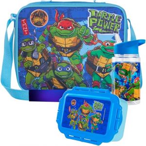 Get Trend Teenage Mutant Ninja Turtles Sac Isotherme Repas Bo&icirc;te &agrave; Go&ucirc;ter Gourde Enfant 400ml Set de D&eacute;jeuner 3 Pi&egrave;ces Enfant Voyage Pique Nique (Bleu TMNT) (Get Trend., neuf)