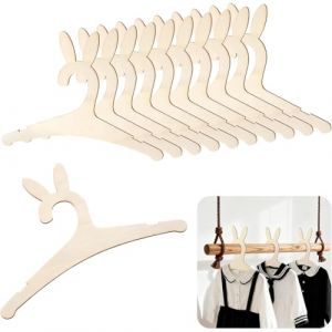 THQAE 10 Pcs cintre bebe, cintre enfant, cintres bebe, ceintre bebe, cintres en bois pour b&eacute;b&eacute;, Cintres en bois, S&ucirc;r, sans odeur, Antid&eacute;rapants, Pour b&eacute;b&eacute;s et enfants（Oreilles de lapin） (ProTechika O&Uuml;, neuf)